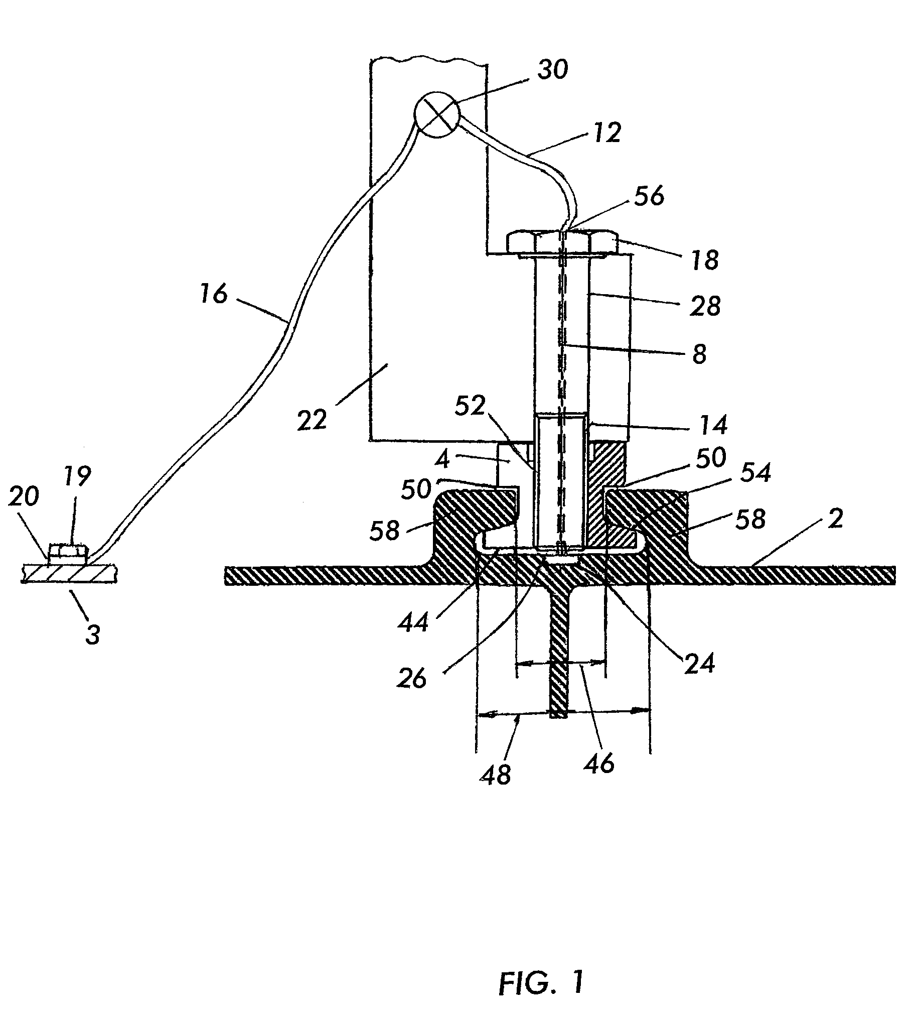 Power distribution system for supplying a rail-mounted monument in an aircraft with electric power