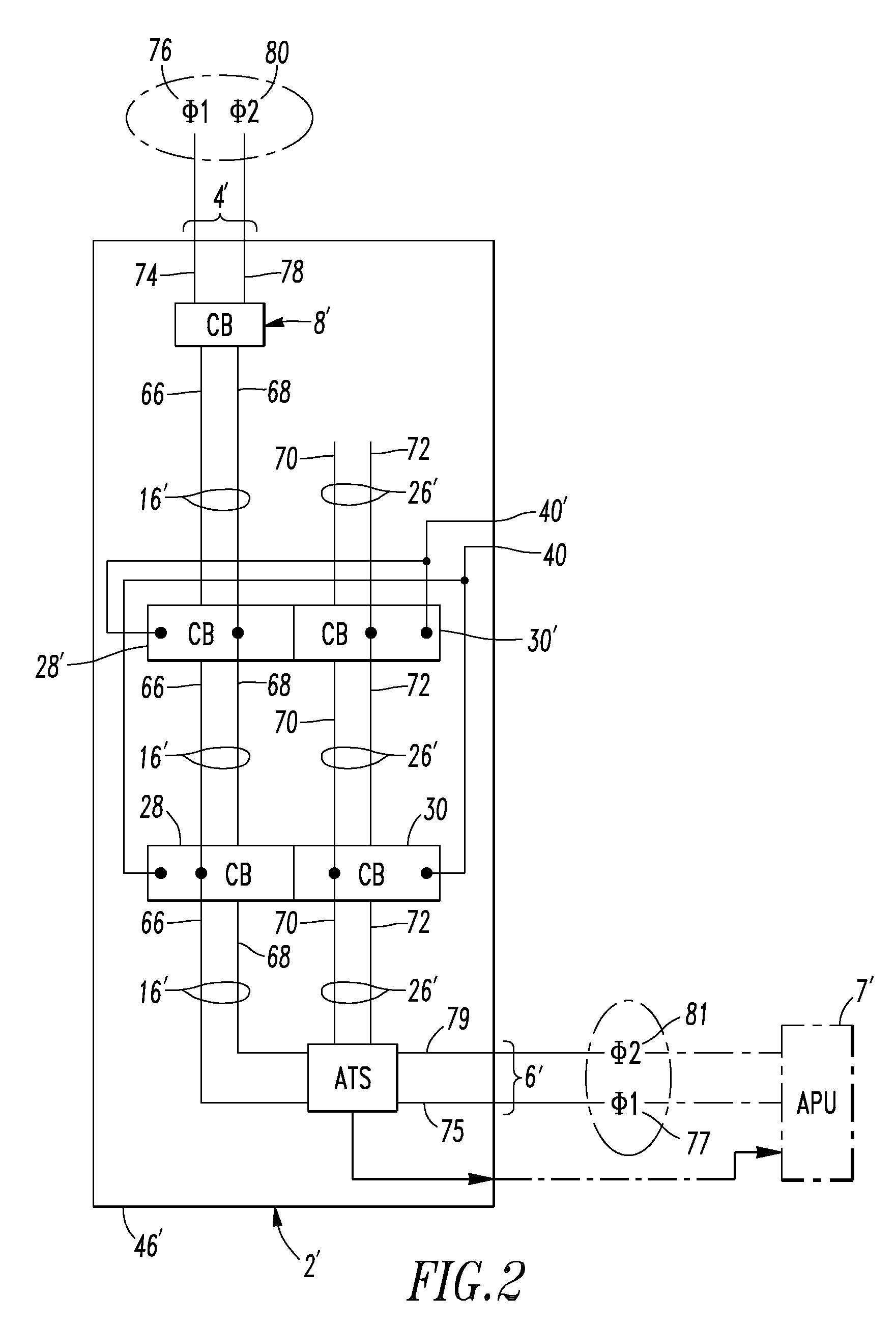 Electrical distribution panel for a number of critical and non-critical loads