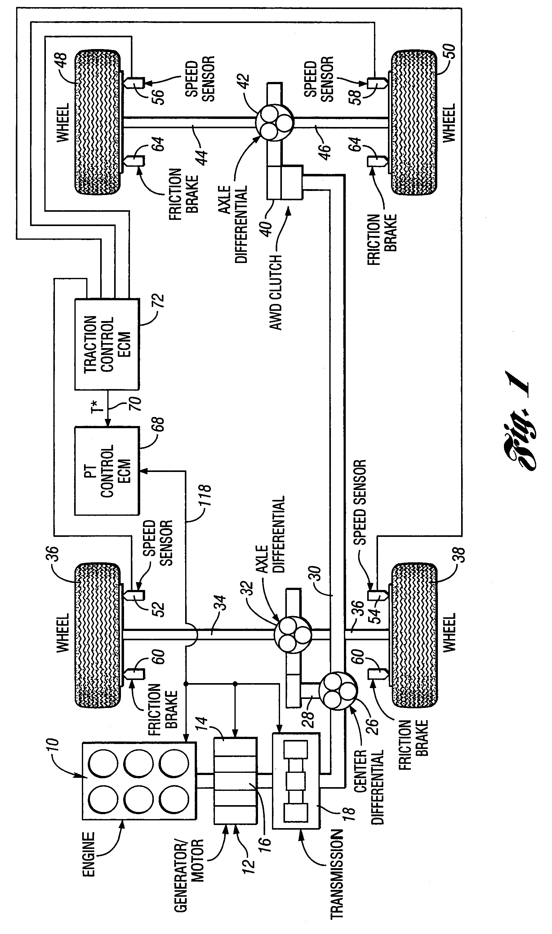 Traction and stability control system and method for a vehicle with mechanically independent front and rear traction wheels