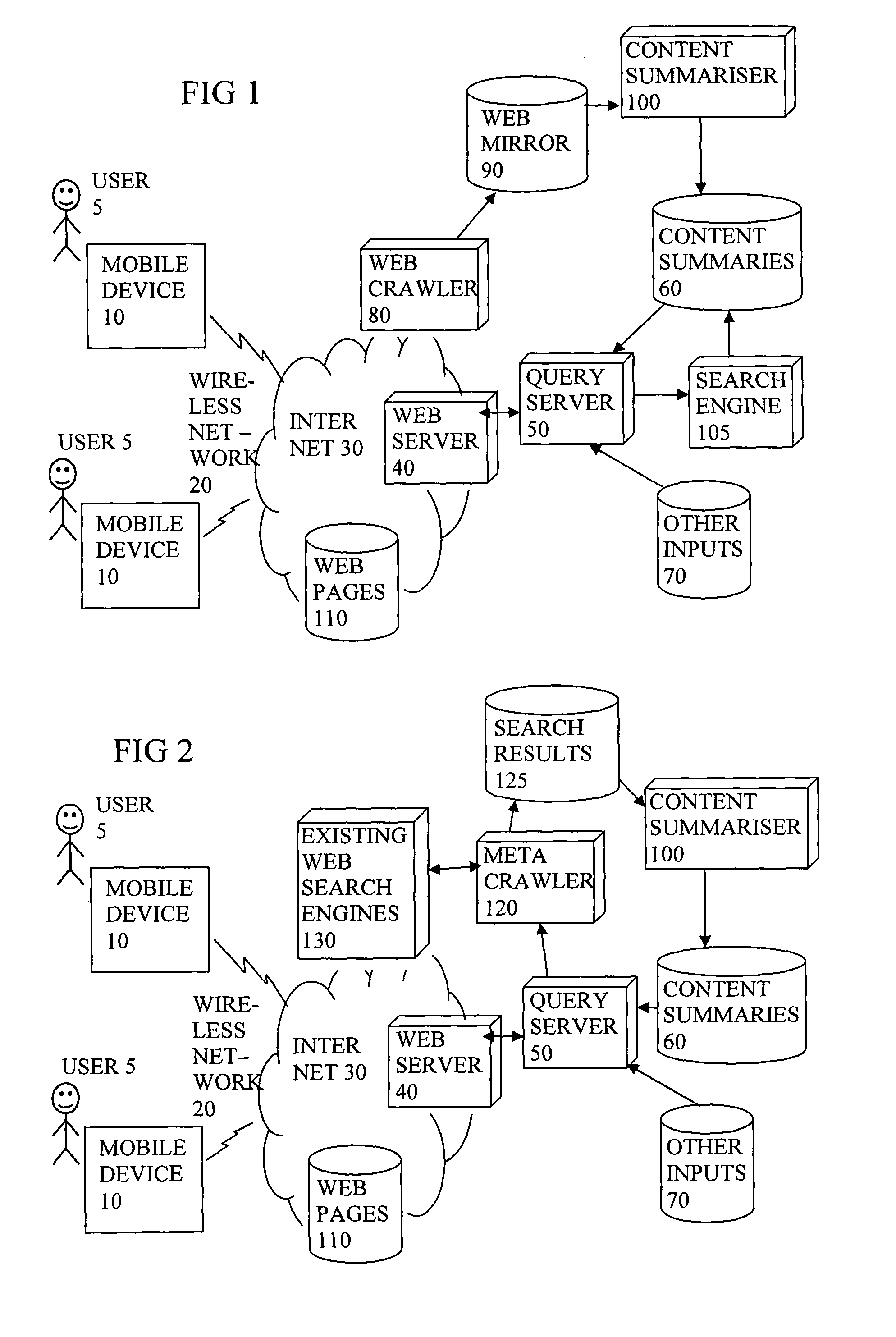 Processing and sending search results over a wireless network to a mobile device