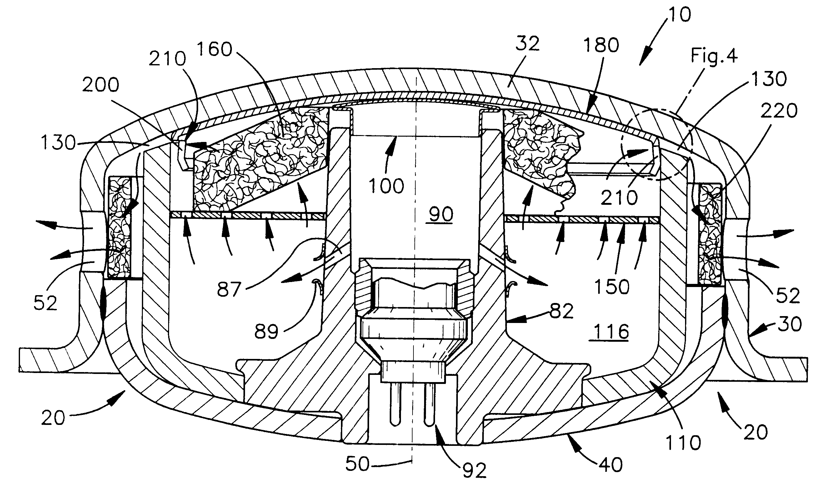 Air bag inflator with pressure regulation