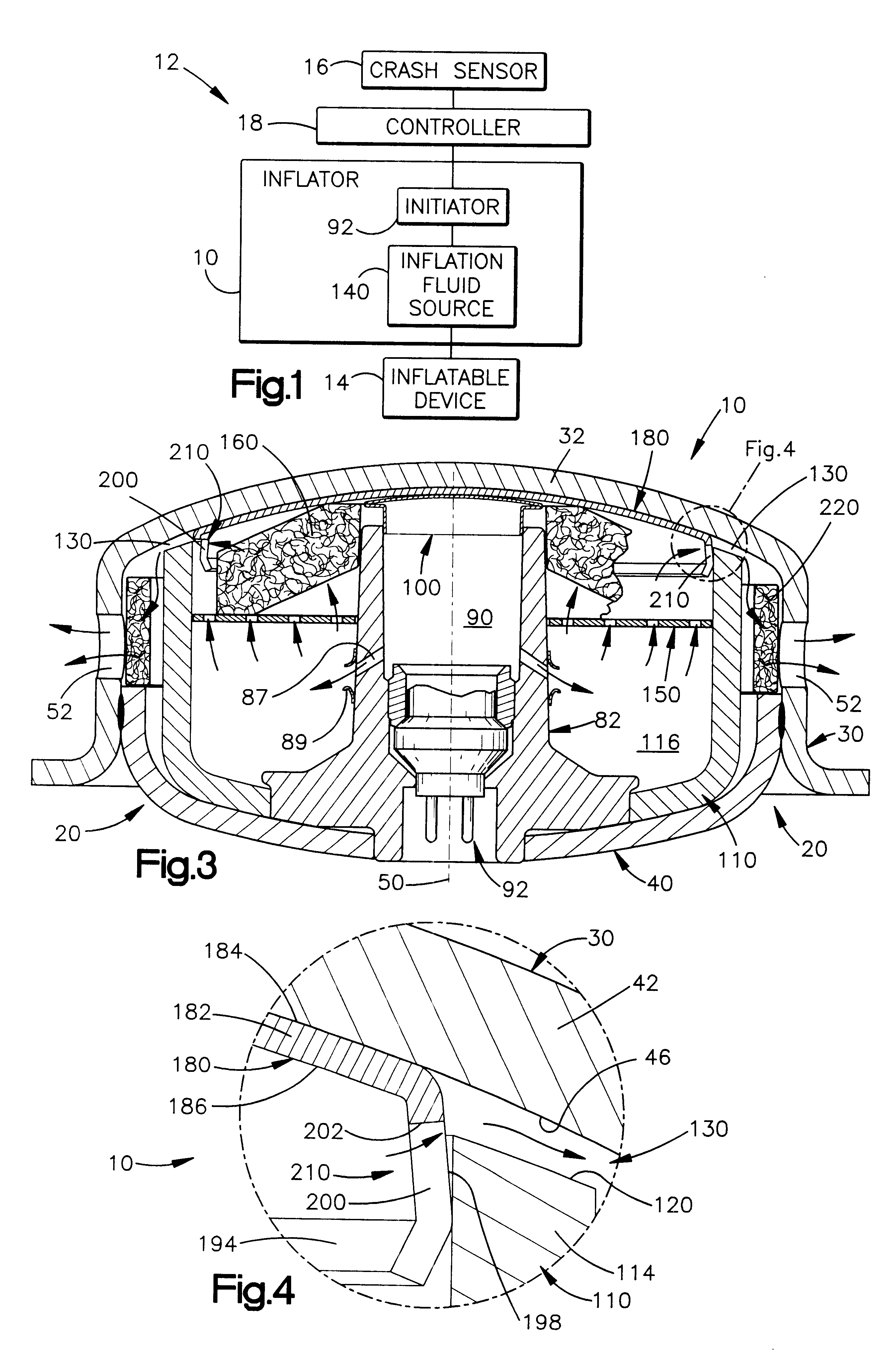 Air bag inflator with pressure regulation