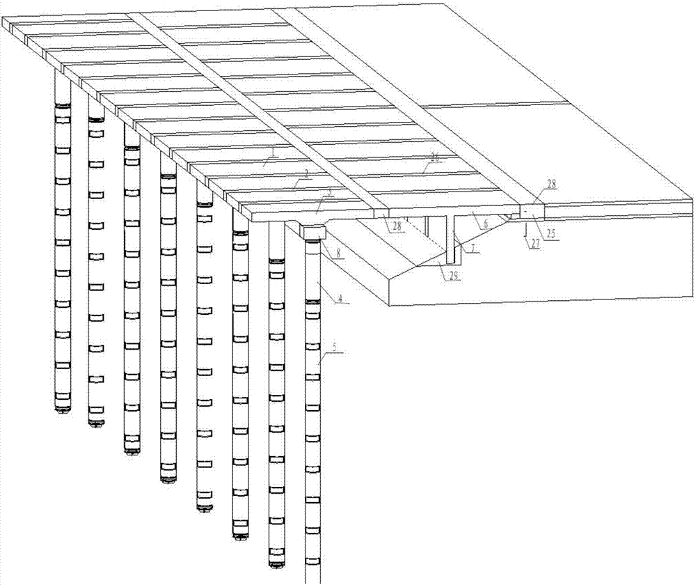 Assembled wallboard and piled slab combined soilless roadbed