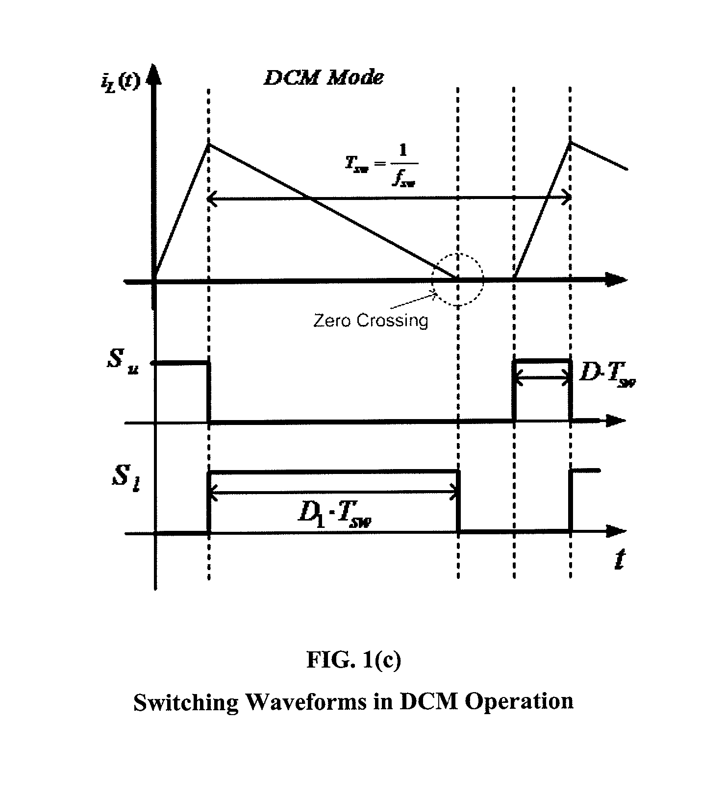 Sensor-less operation and detection of ccm and dcm operation modes in synchronous switching power converters