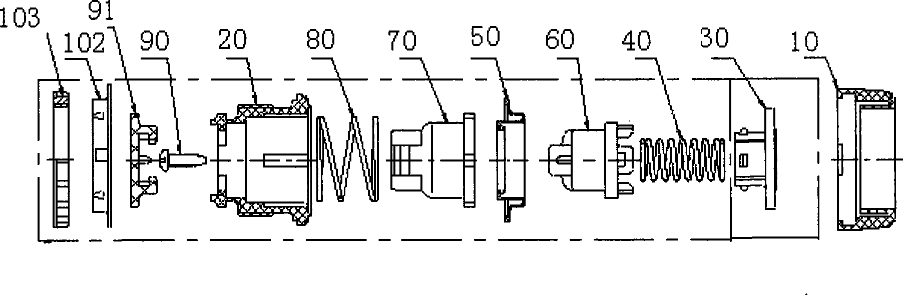 Structure of operating part of explosion prevention button head