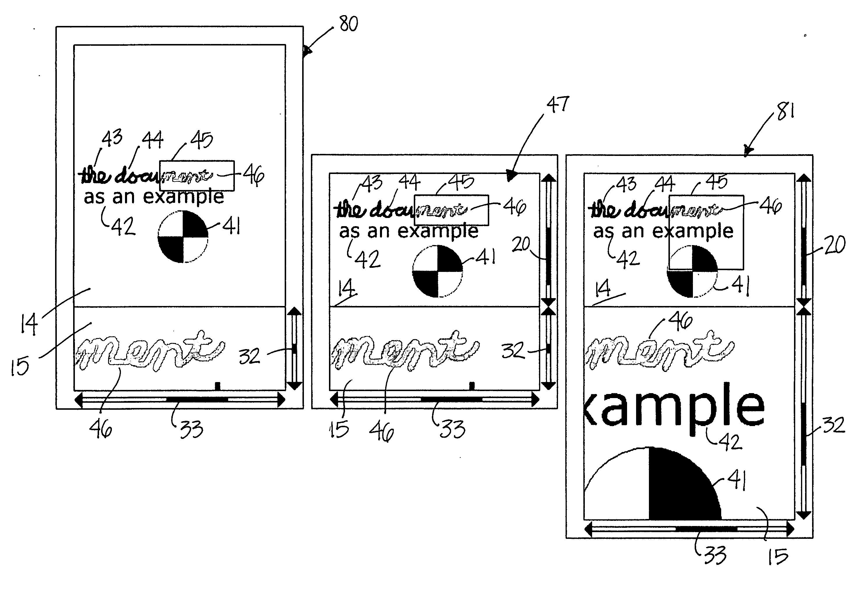 Pen-based computer system having first and second windows together with second window locator within first window