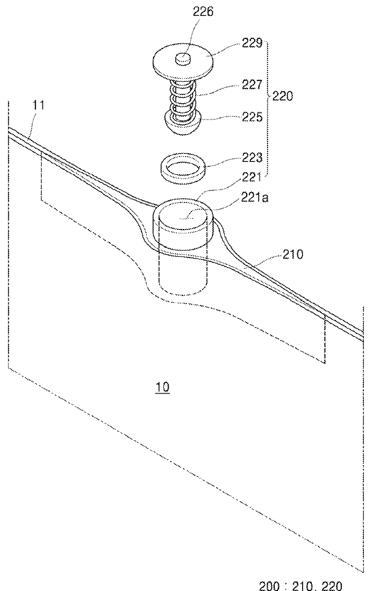 Venting system of pouch type lithium secondary battery