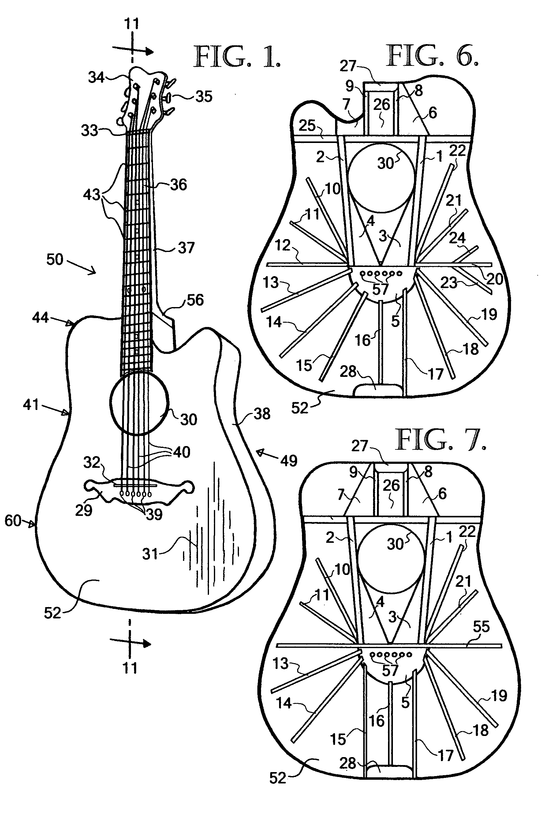 Soundboard bracing structure system for musical stringed instruments