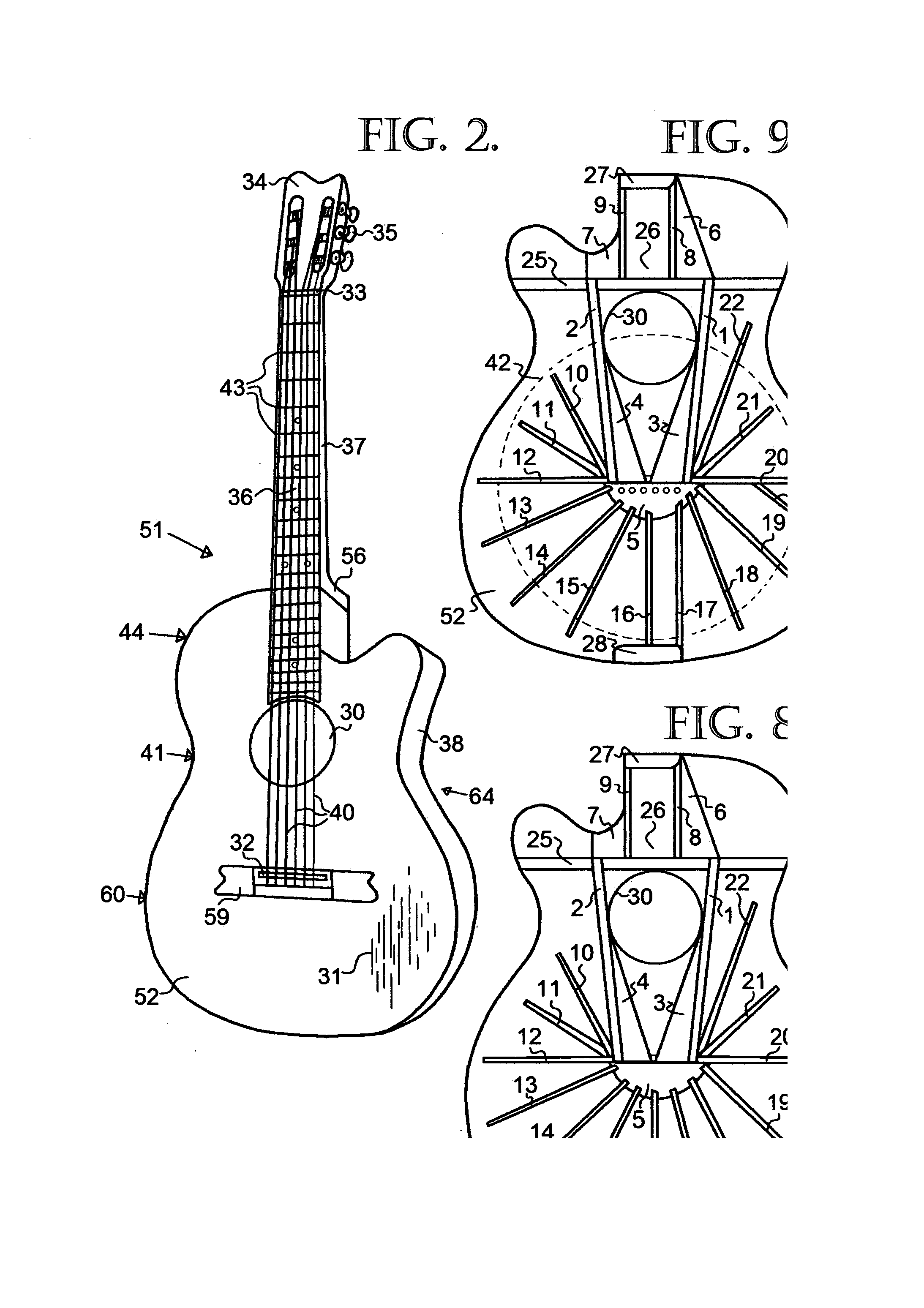 Soundboard bracing structure system for musical stringed instruments