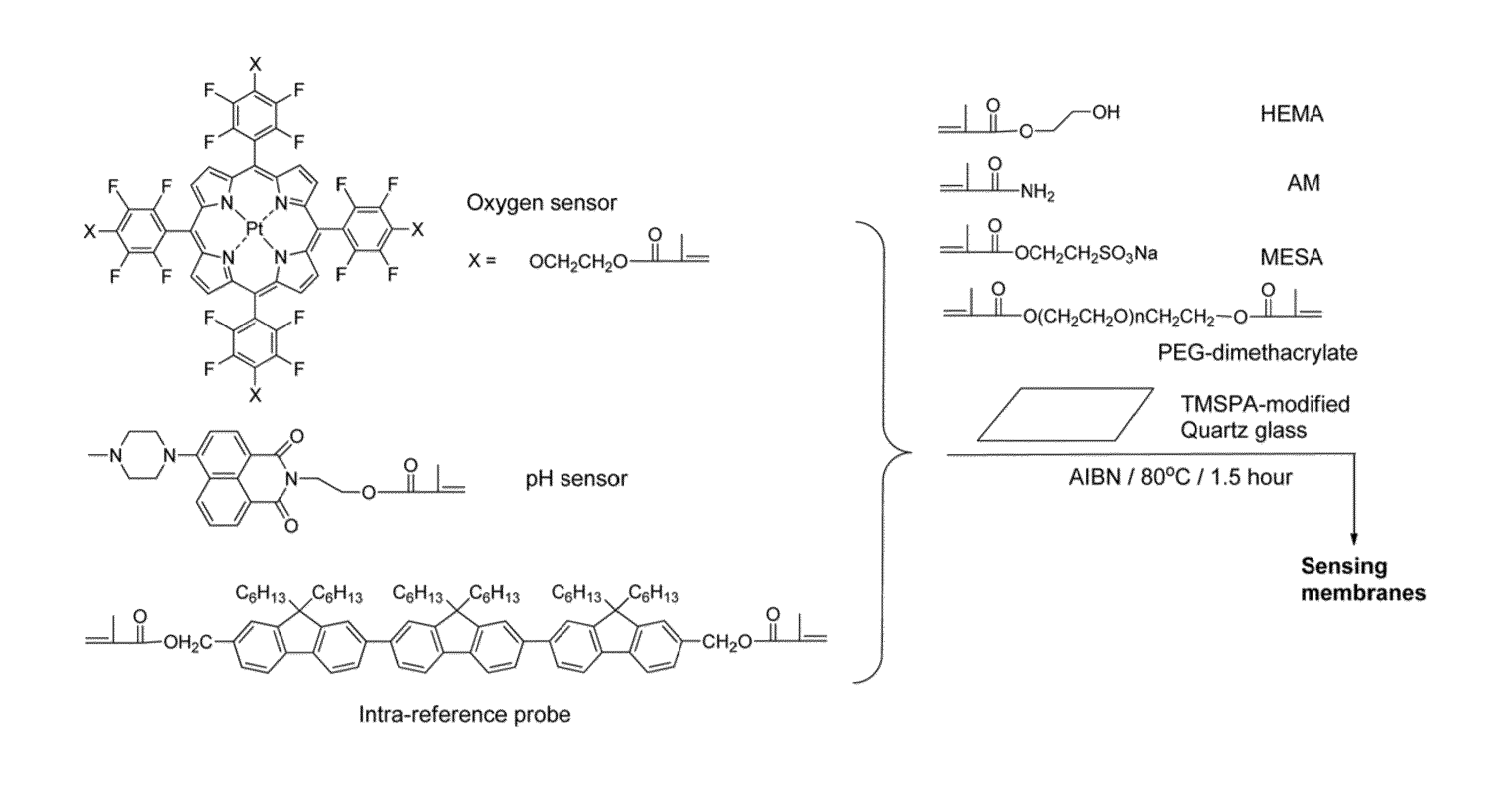 Optical fluorescence dual sensors and methods of preparing and using them