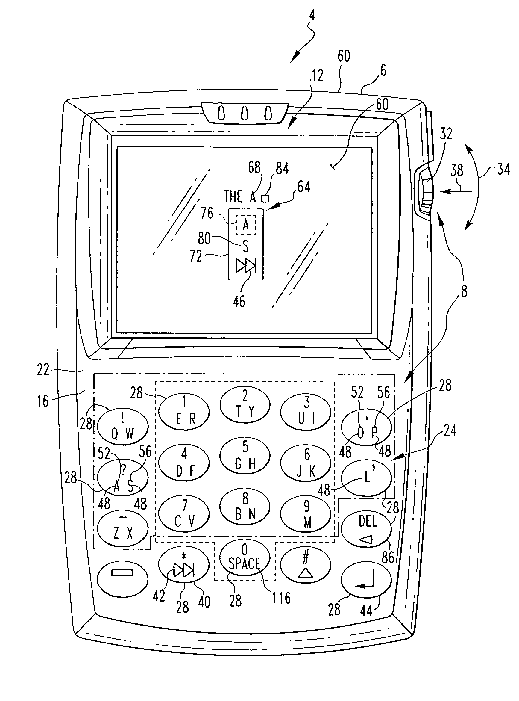 Handheld electronic device with text disambiguation