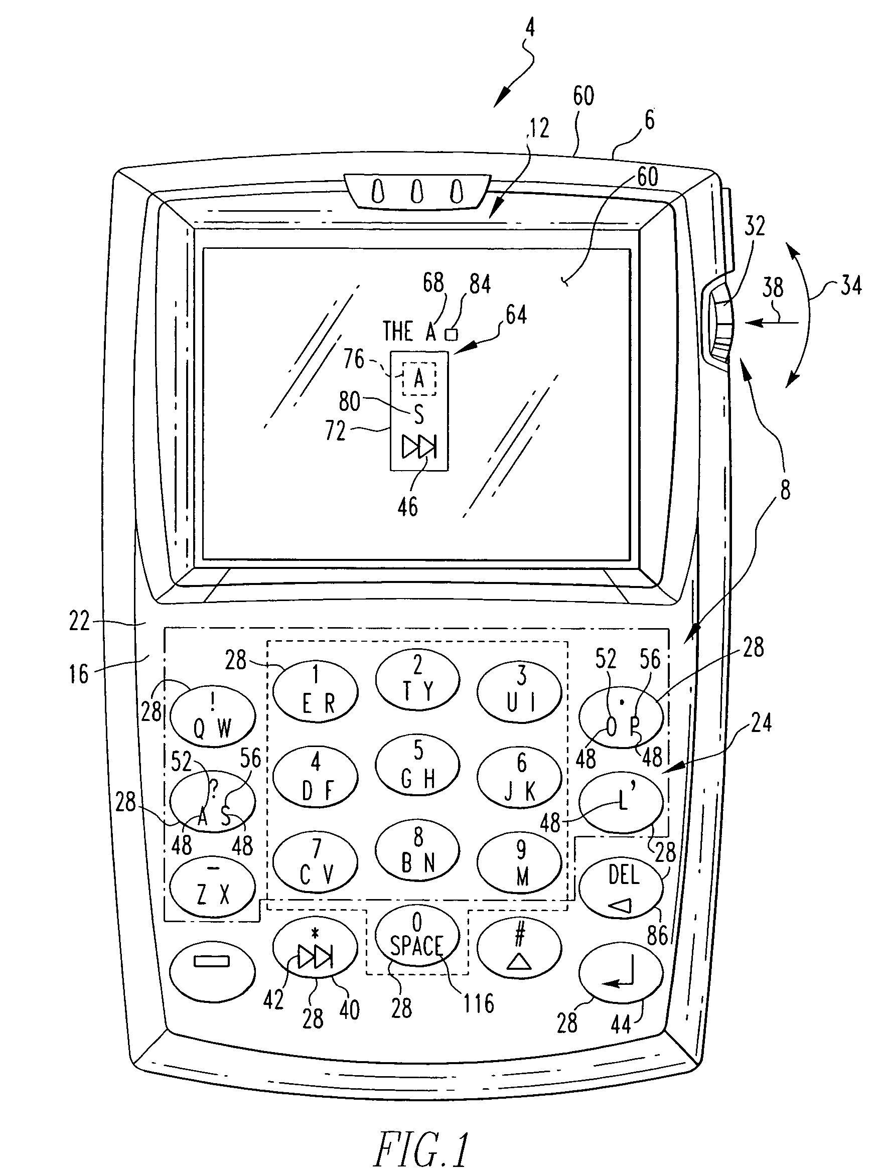 Handheld electronic device with text disambiguation