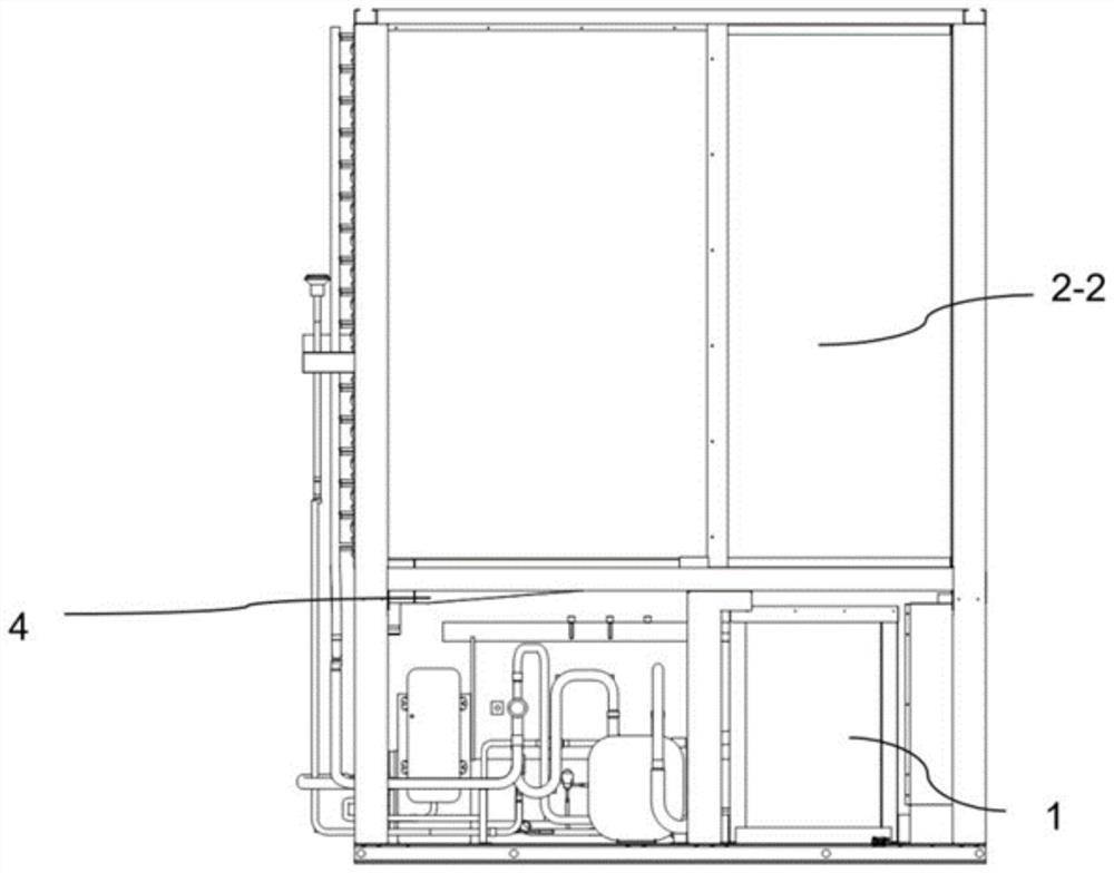 Heat pump unit for preventing secondary freezing of defrosting water, heat pump unit and method for preventing secondary freezing of defrosting water of heat pump unit