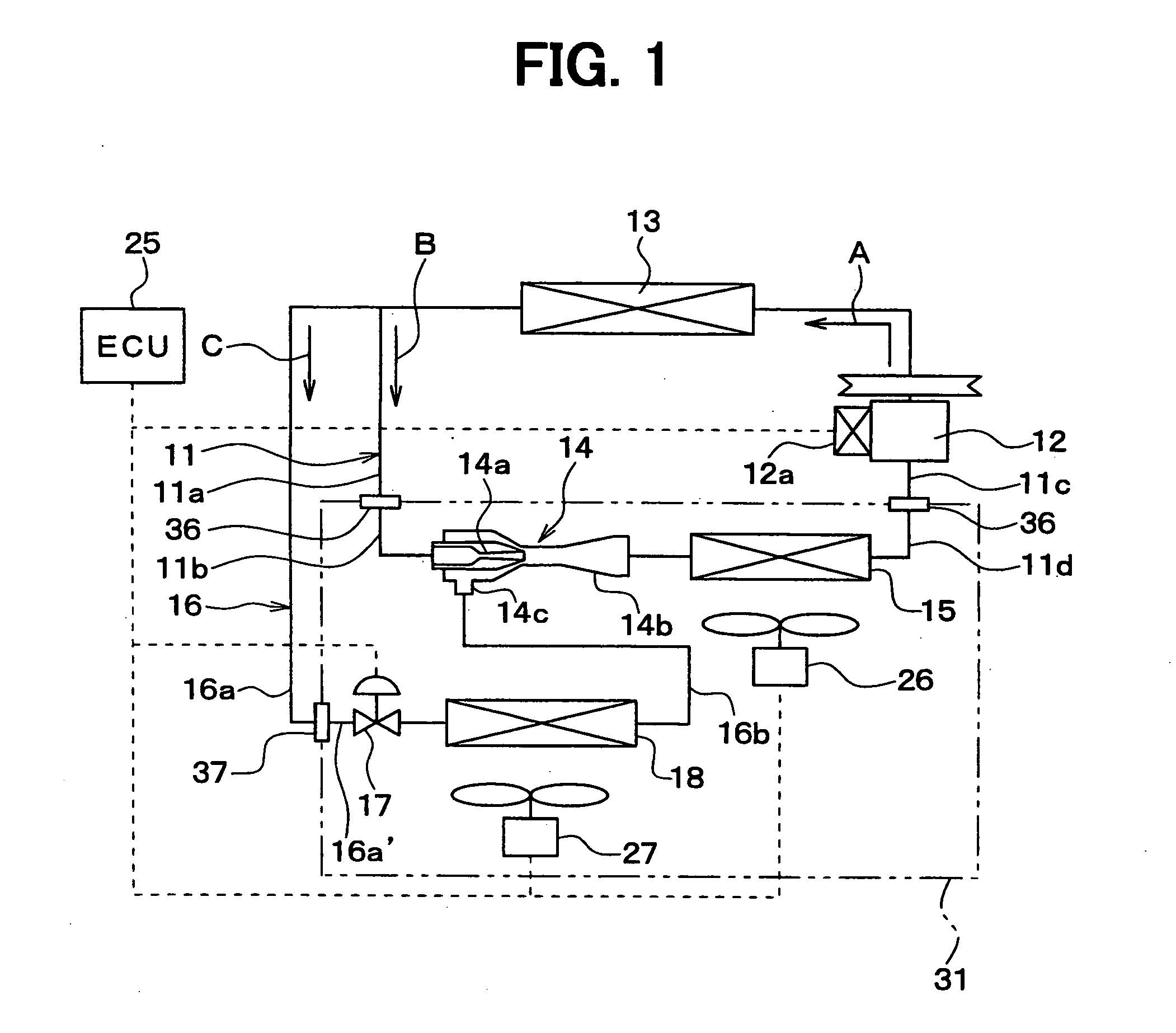 Refrigerant cycle device for vehicle