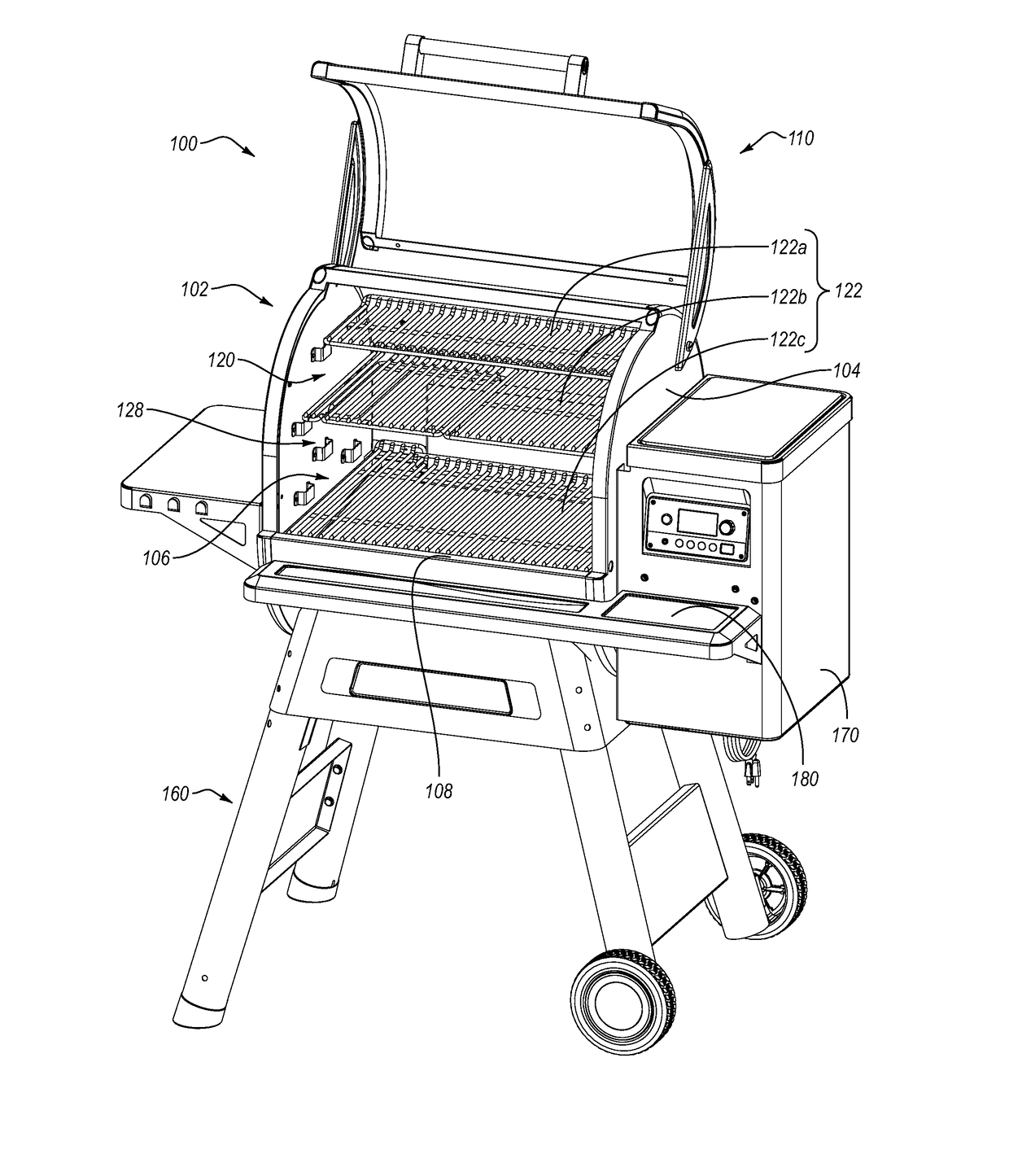 Multi-tiered grill rack system and grill mounts