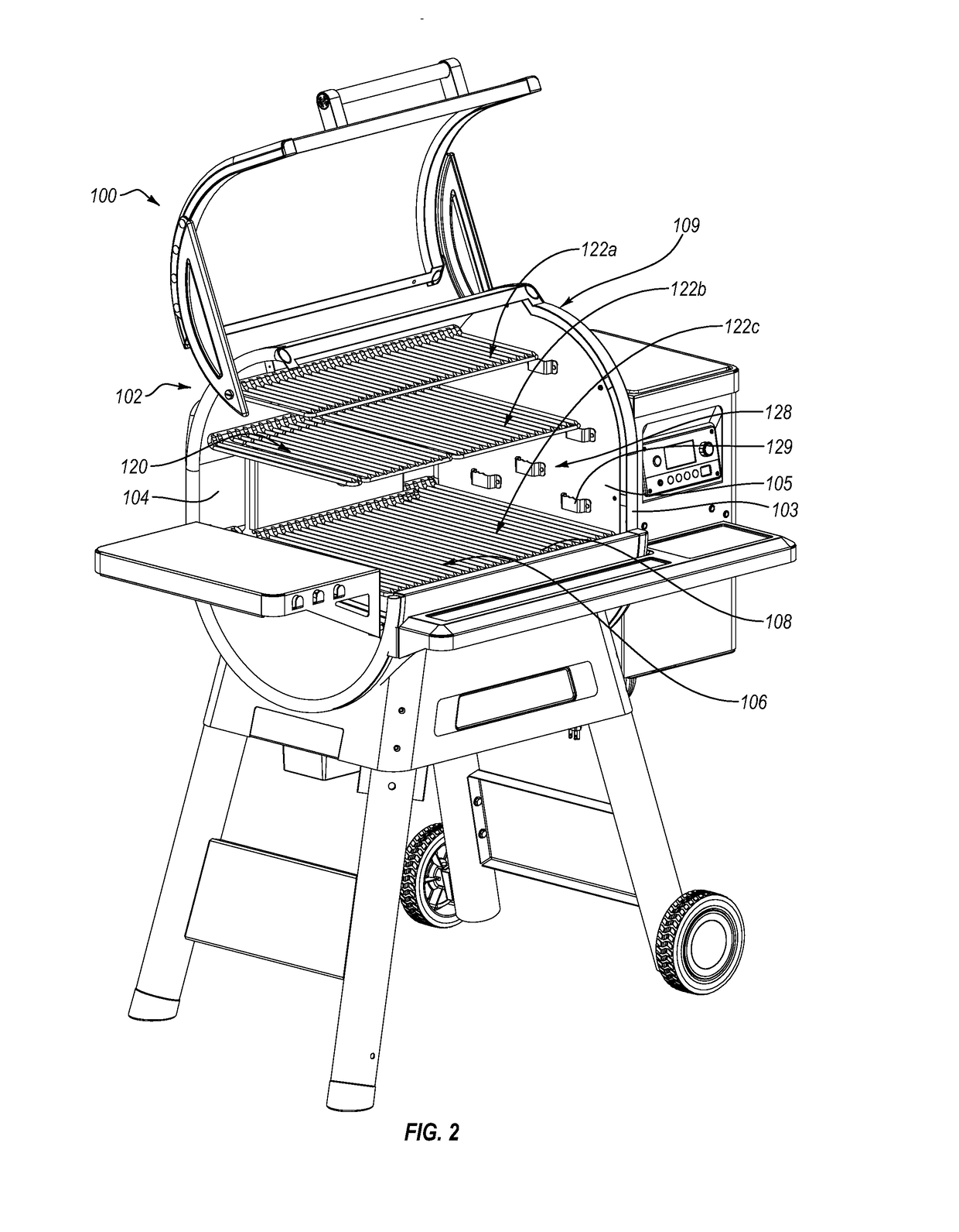 Multi-tiered grill rack system and grill mounts