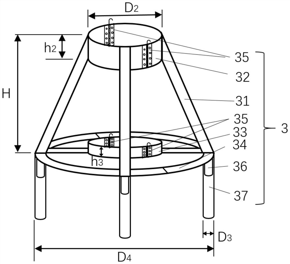 Offshore single pile foundation post-installation reinforcing device and installation method