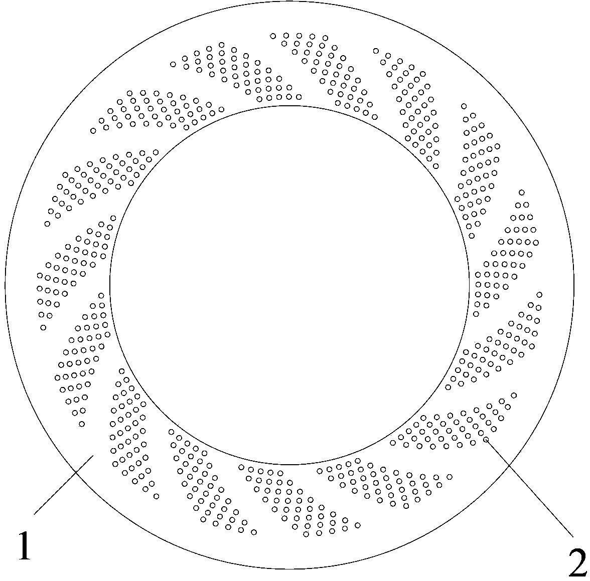 Spiral distributed multi-hole end face rotary sealing ring used on vehicle