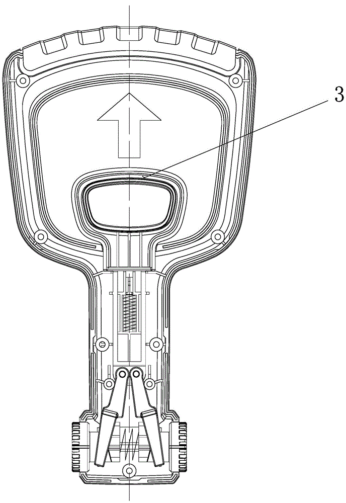 Grass trimmer with secondary handle one-button angle adjusting mechanism