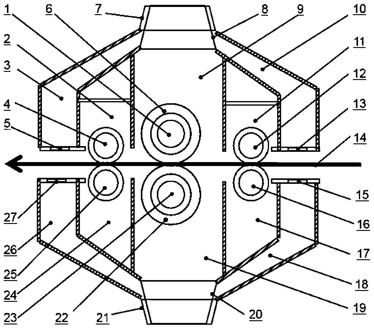 Dust removal device for removing dust and adherends on surface of steel belt and operation method