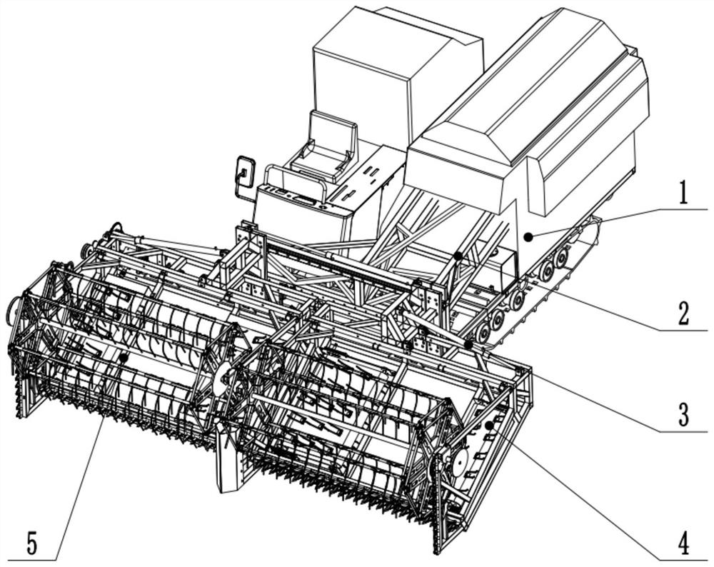 Wide foldable rape cutter-rower based on crawler-type power chassis