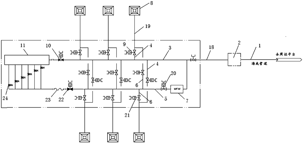 Subsea manifold device with automatic launching function of pigging ball