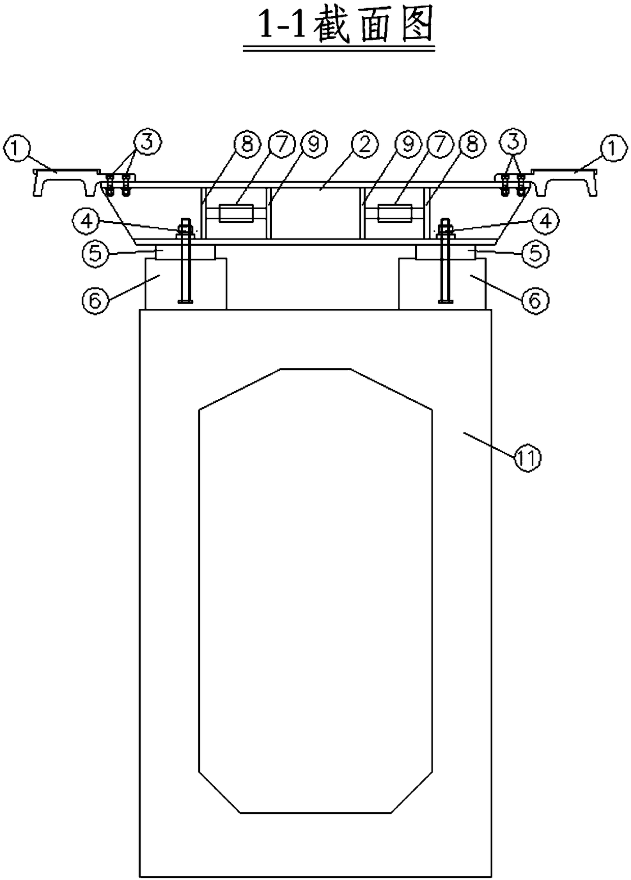 Simply supported longitudinal beam structure of large displacement modular telescopic device for medium and low speed maglev bridge