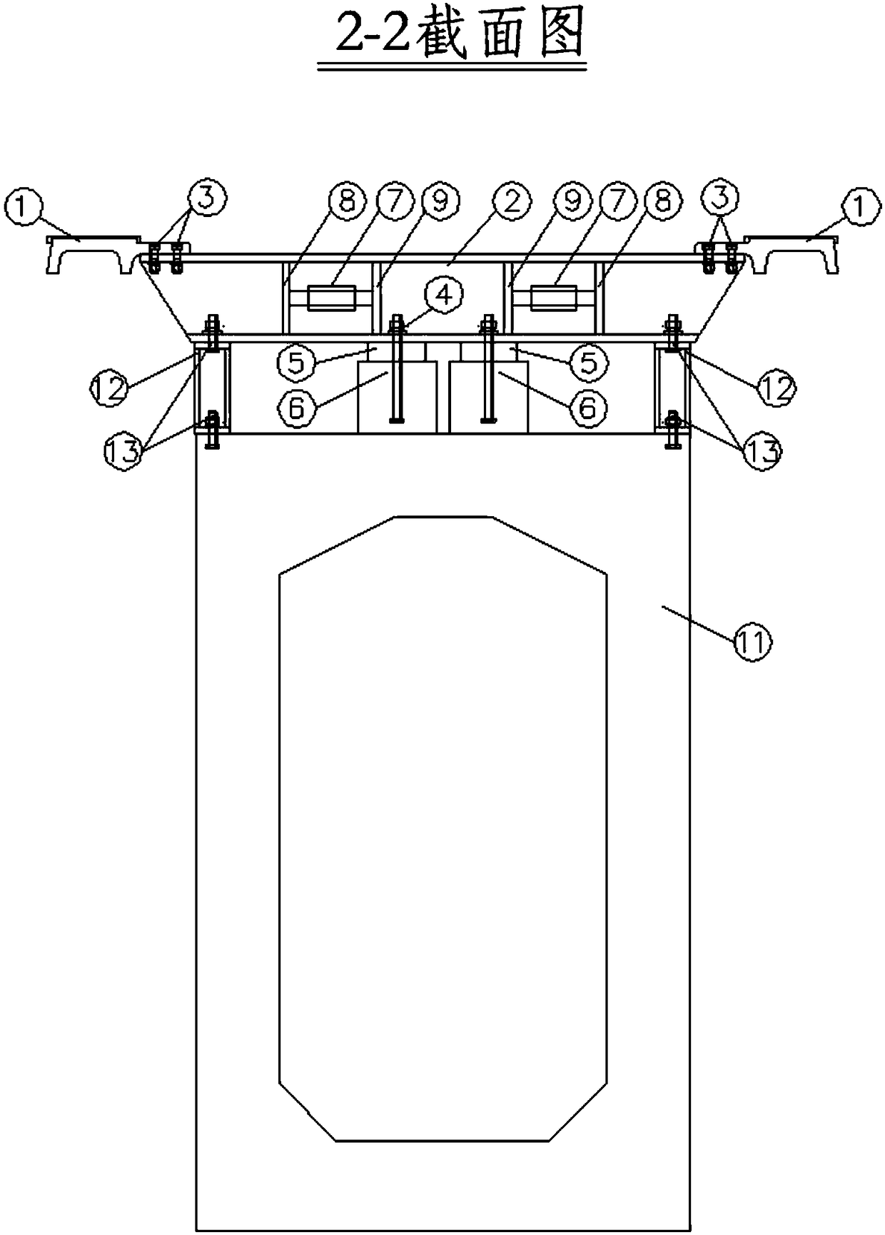 Simply supported longitudinal beam structure of large displacement modular telescopic device for medium and low speed maglev bridge