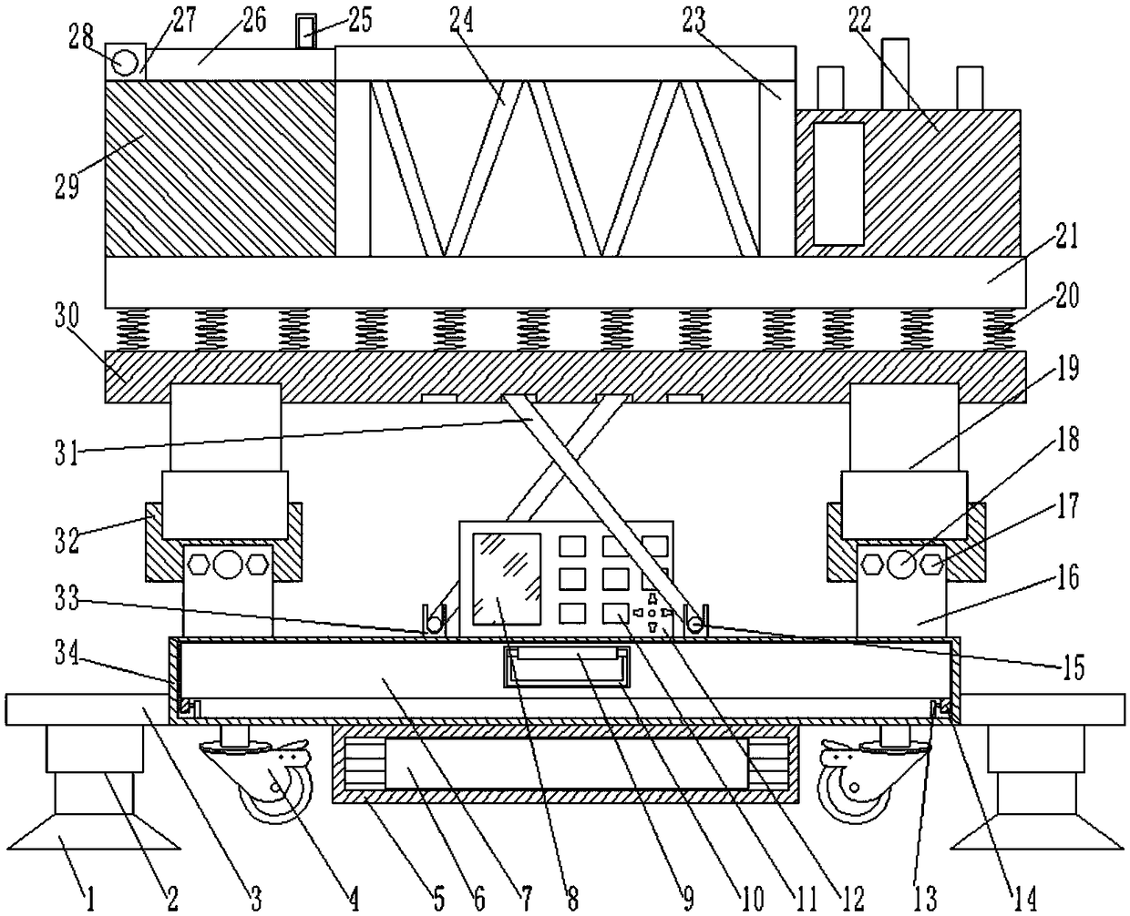 Lifting device convenient to adjust for installation and maintenance of electromechanical device