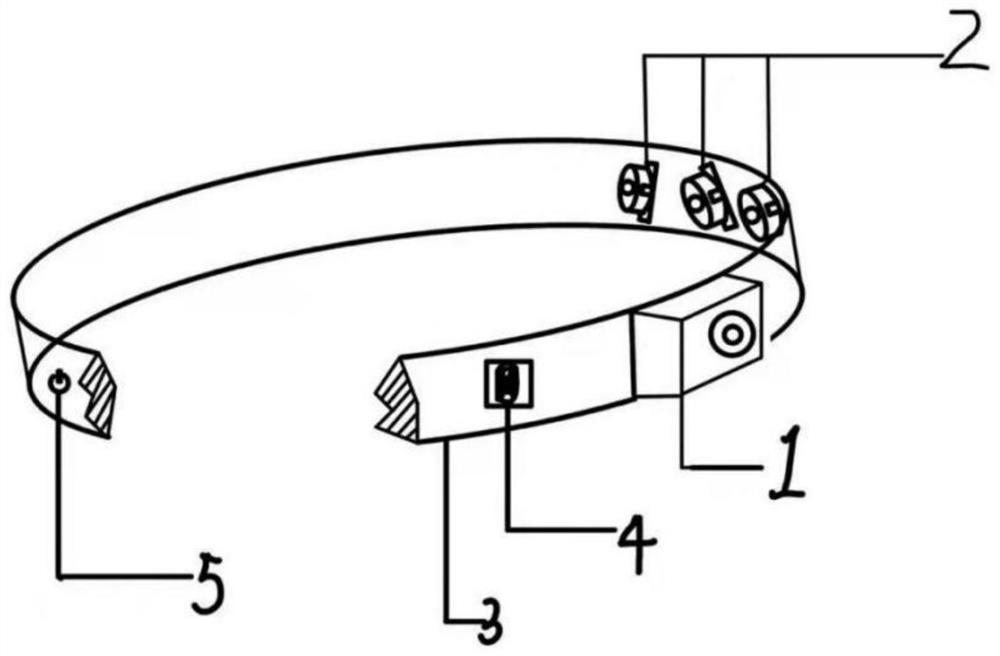 Intelligent blind-assisting head band based on multi-section air bag interactive navigation and configuration method