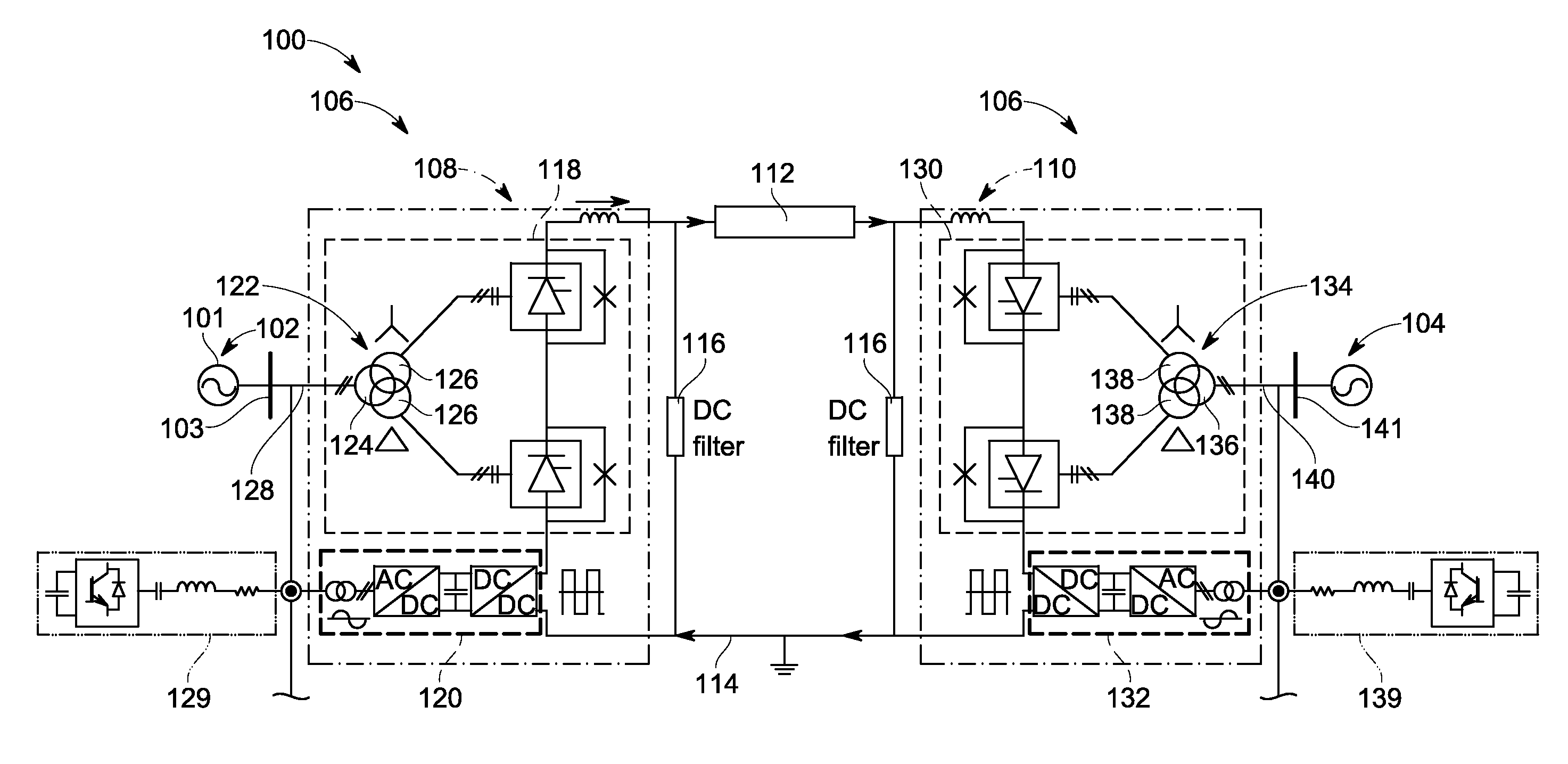 High voltage direct current (HVDC) converter system and method of operating the same