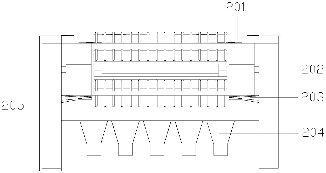 Agricultural water combing and sticking, pushing and crushing-resistance threshing machine