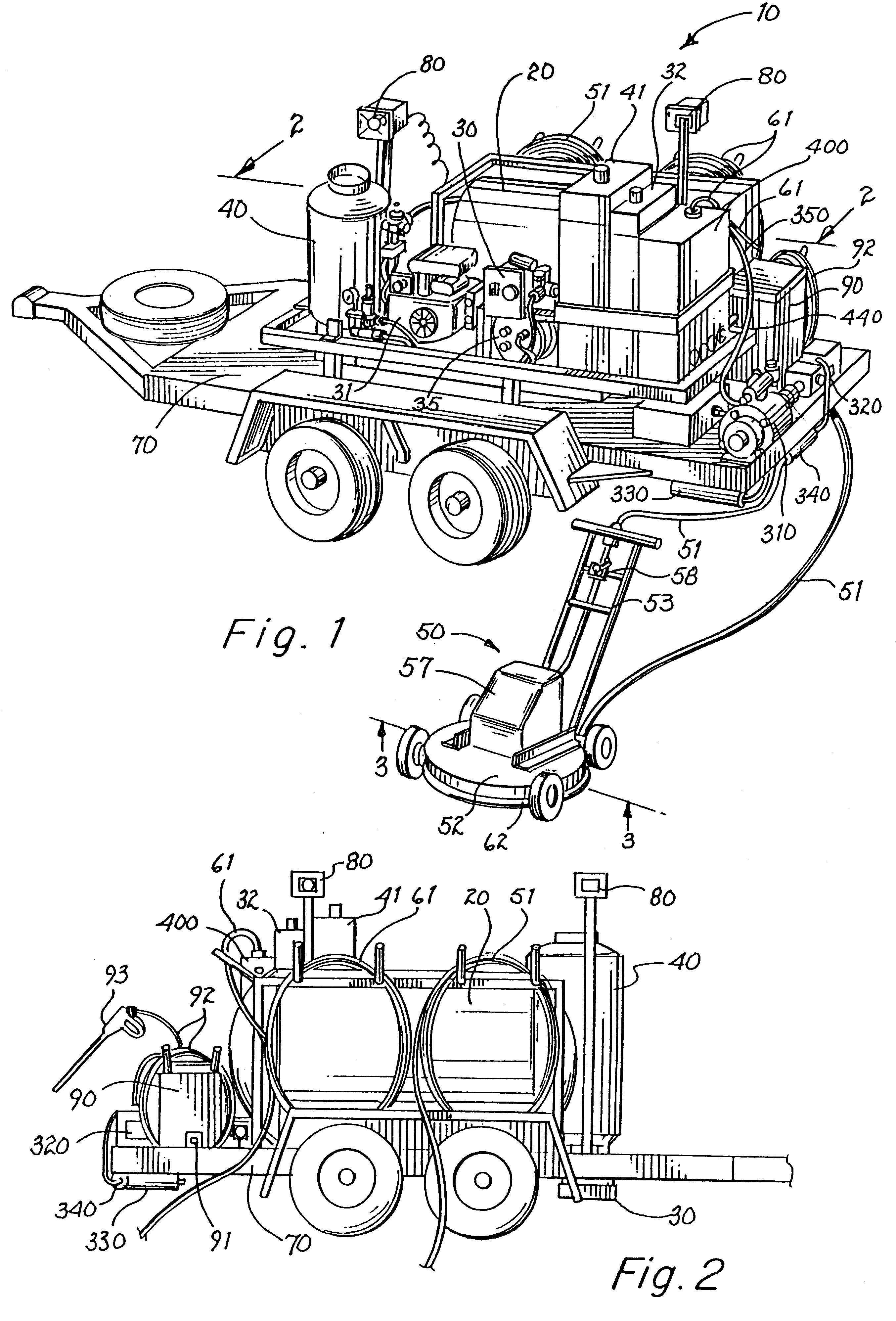 Mobile cyclonic power wash system with water reclamation and rotary union