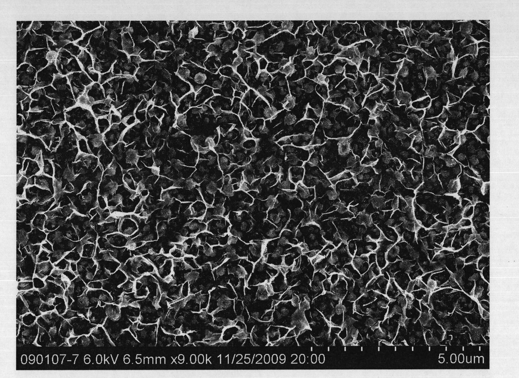 Chemical method for preparing nano mesh-like sulfur-indium-zinc ternary compound optoelectronic film on ITO conductive glass in situ