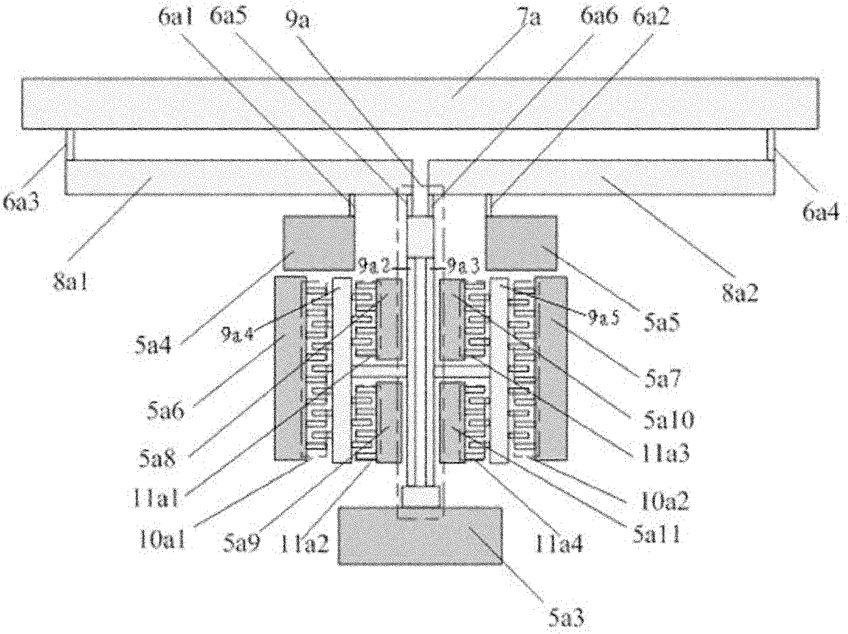 Dual-axle integrated fully-coupled silicon micro-resonance type accelerometer