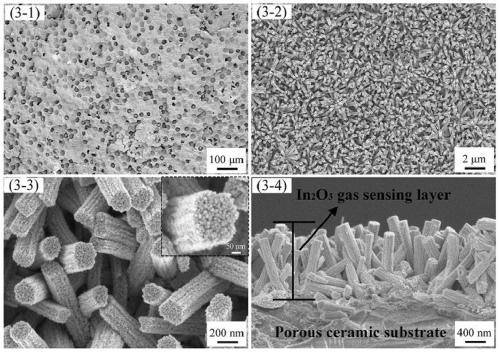 A kind of in situ growth nanometer based on the surface of non-metallic mineral electrode substrate  <sub>2</sub> o  <sub>3</sub> room temperature no  <sub>2</sub> Sensor and preparation method