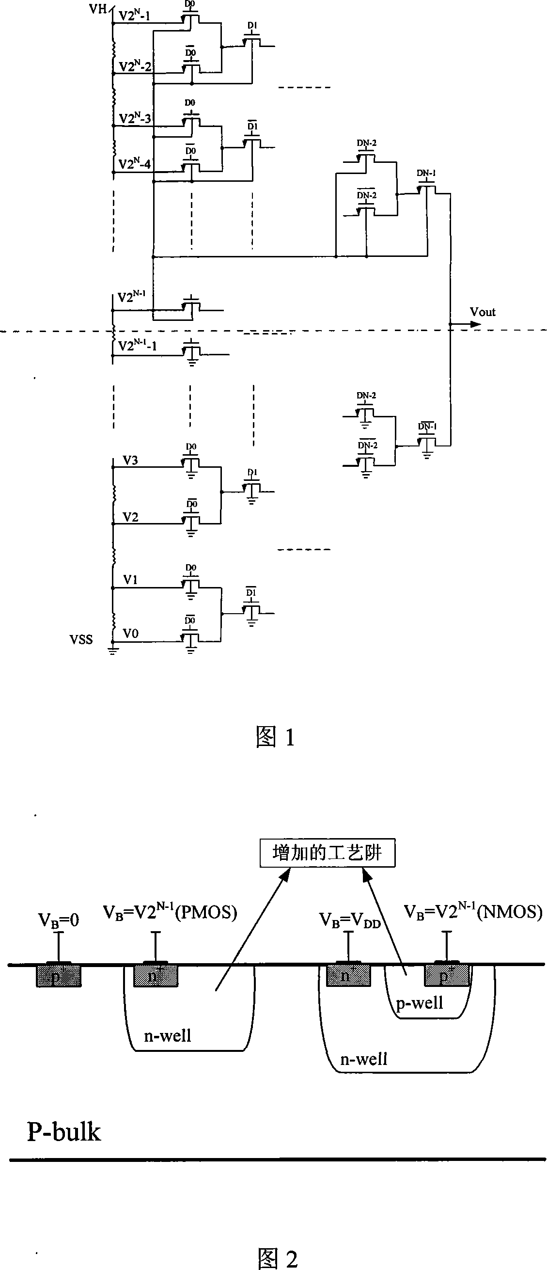 Multi-threshold digital/analog converter for thin film transistor LCD driven chip