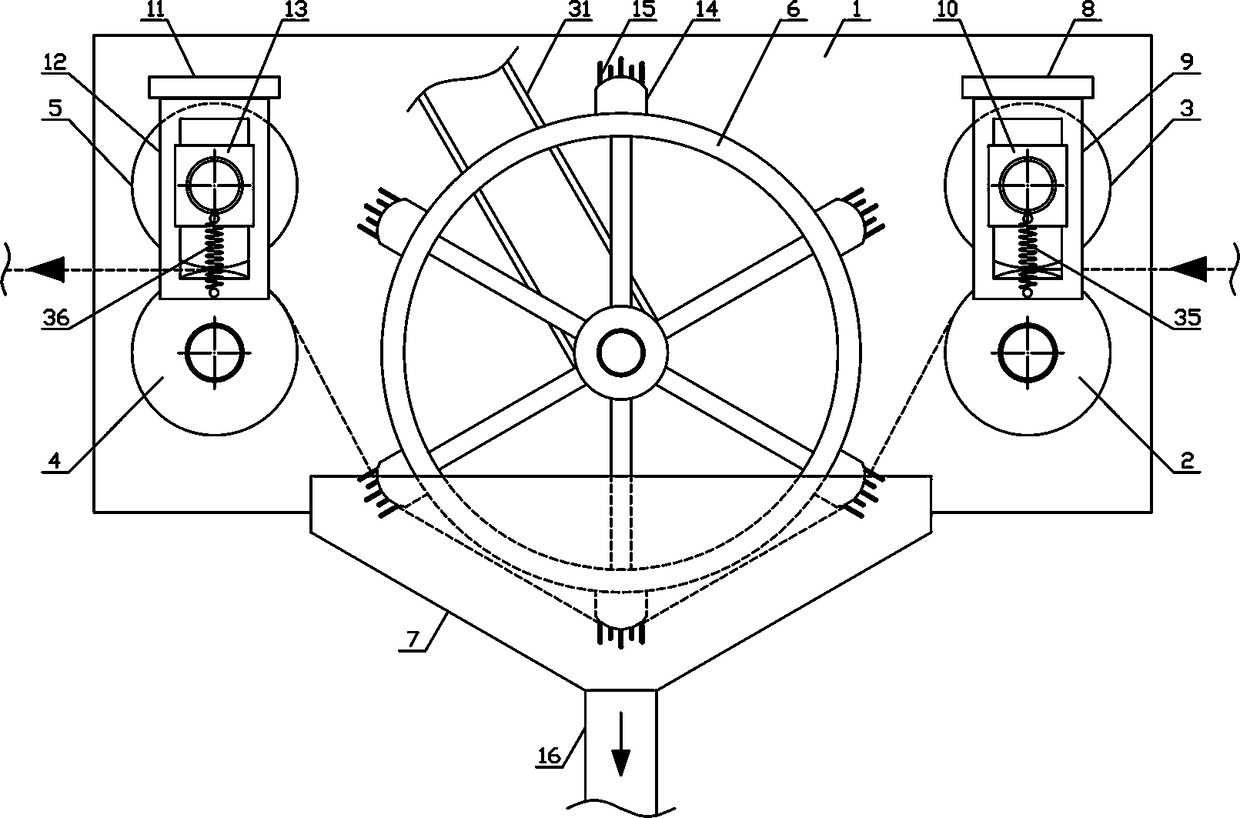 Blended yarn impurity removal and conveying mechanism