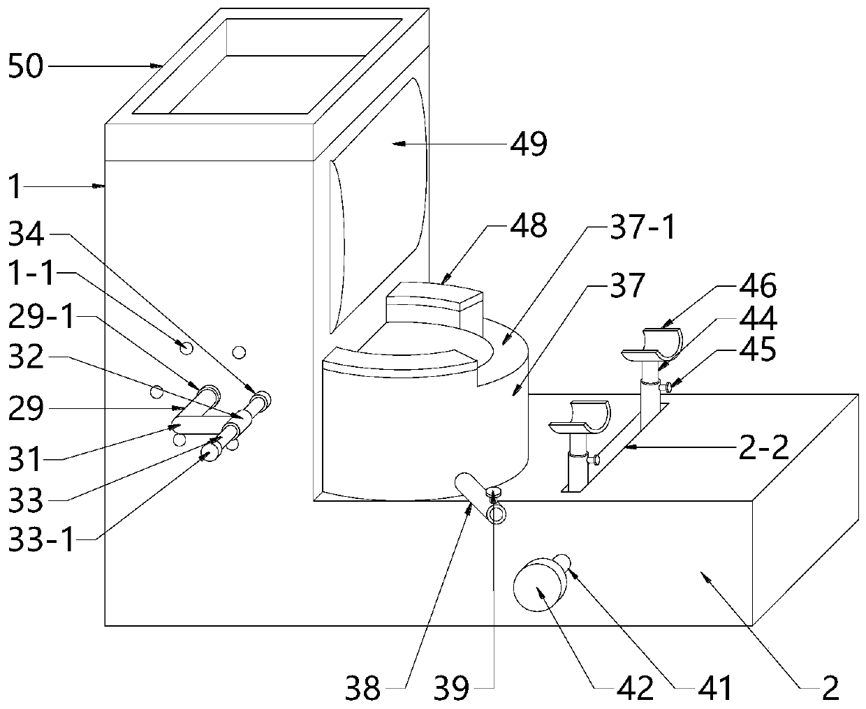 Gynecologic vulva cleaning device adopting multi-tube structure