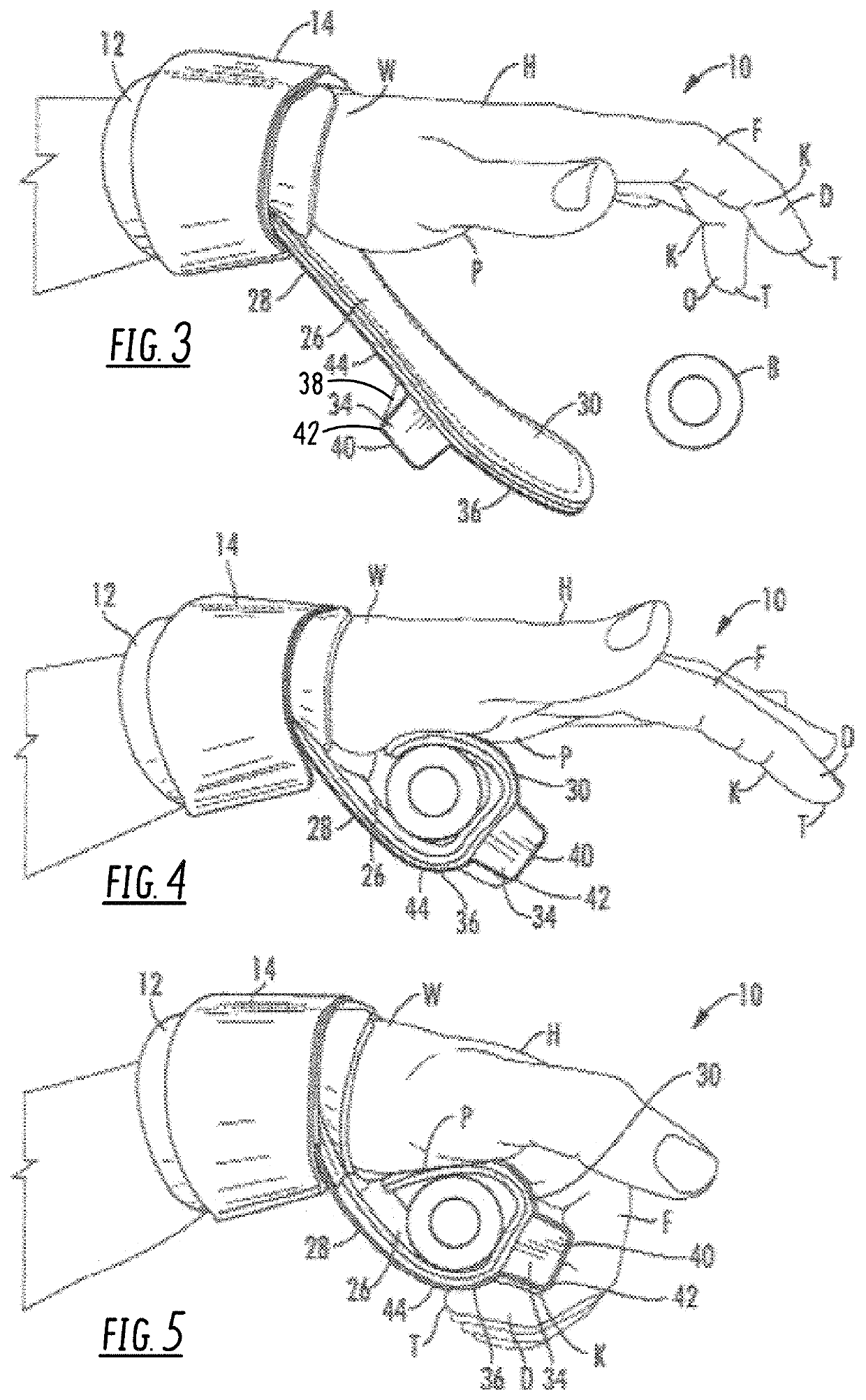 Hand grip for transmitting stress through a hand strap to a wrist strap