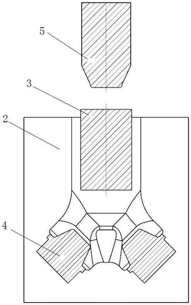 Y-shaped tee-joint multi-direction die forging process and die