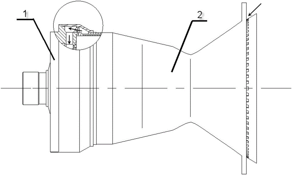 Novel connecting structure for head and regenerative cooling body of rocket engine