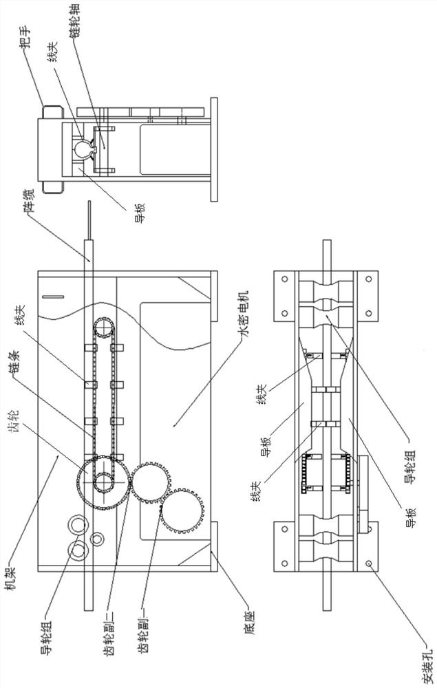 Traction device for multi-wire-diameter array cables