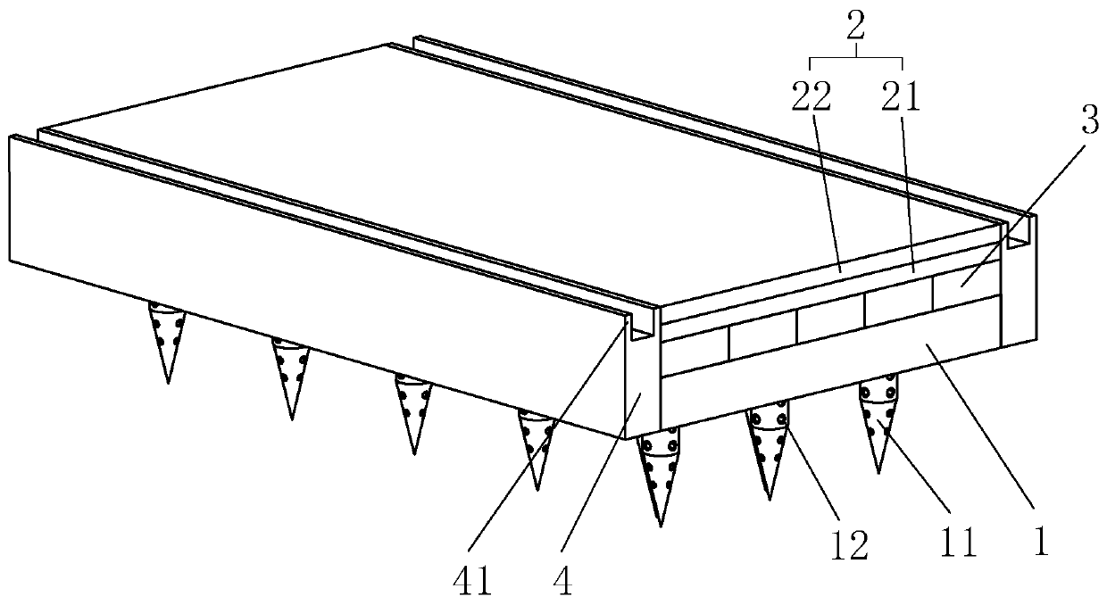 Garden road structure capable of quickly draining, and construction method