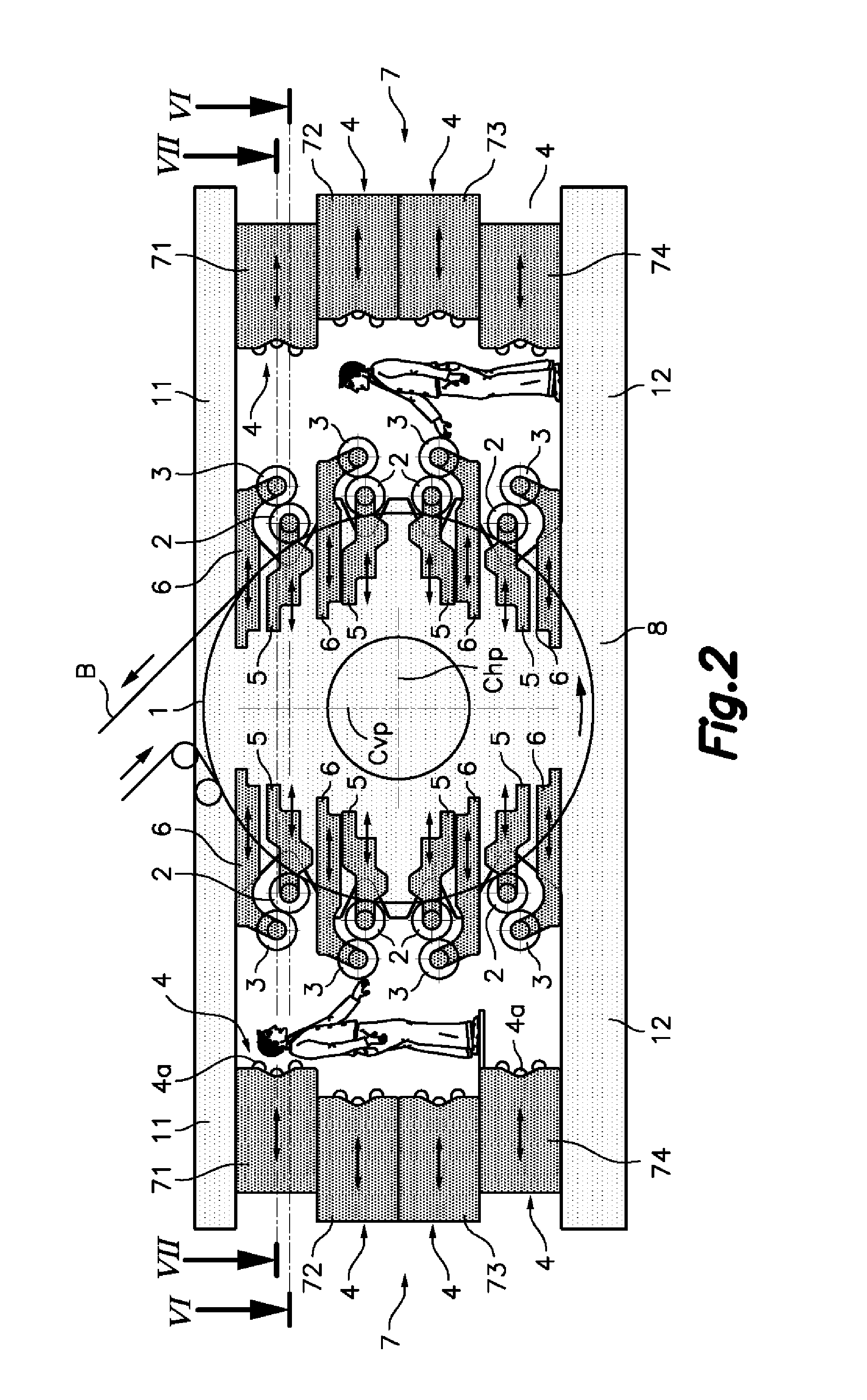 Variable format offset printing machine having a central impression cylinder