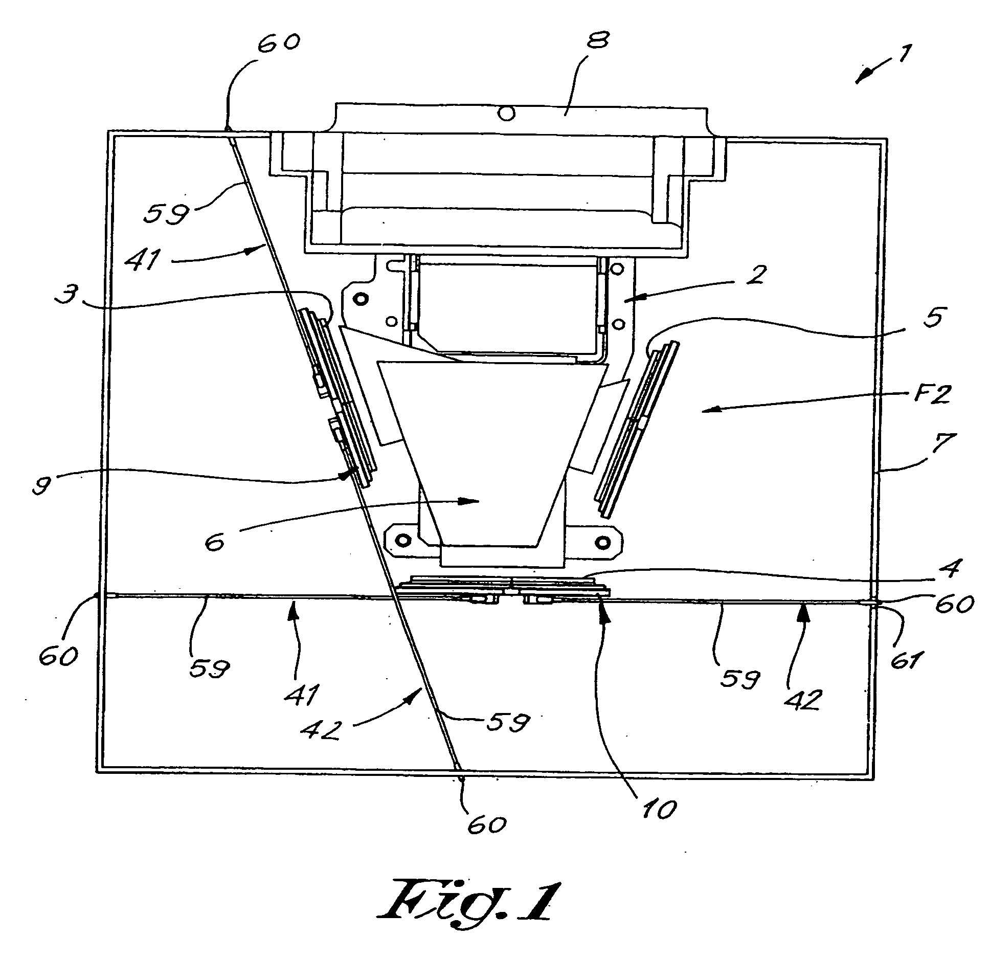 Adjustable convergence device for a projector and projector equipped with such a convergence device