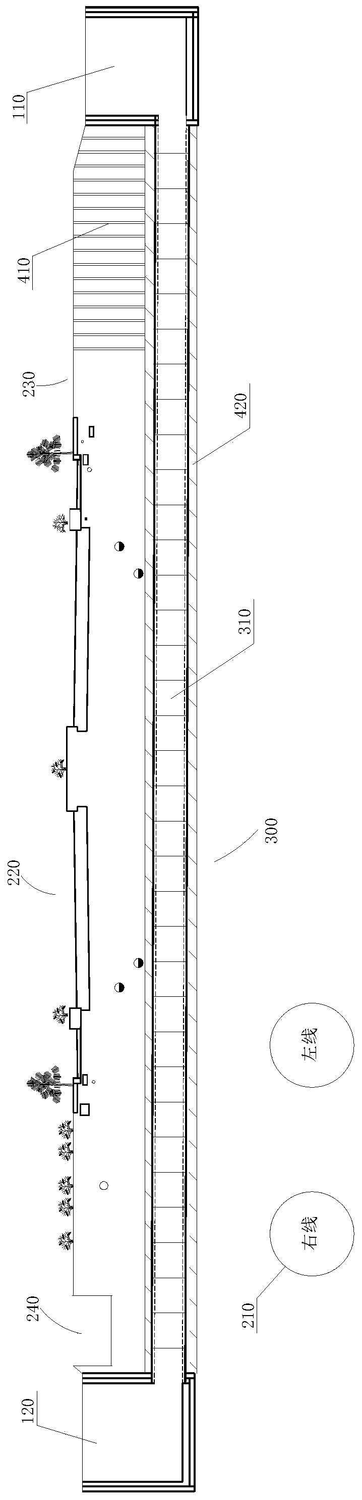 Power channel structure crossing subway route