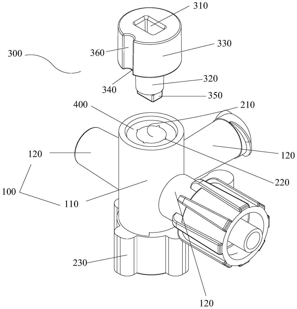 Three-way valve for blood pressure collecting device, preparation method and blood pressure collecting device