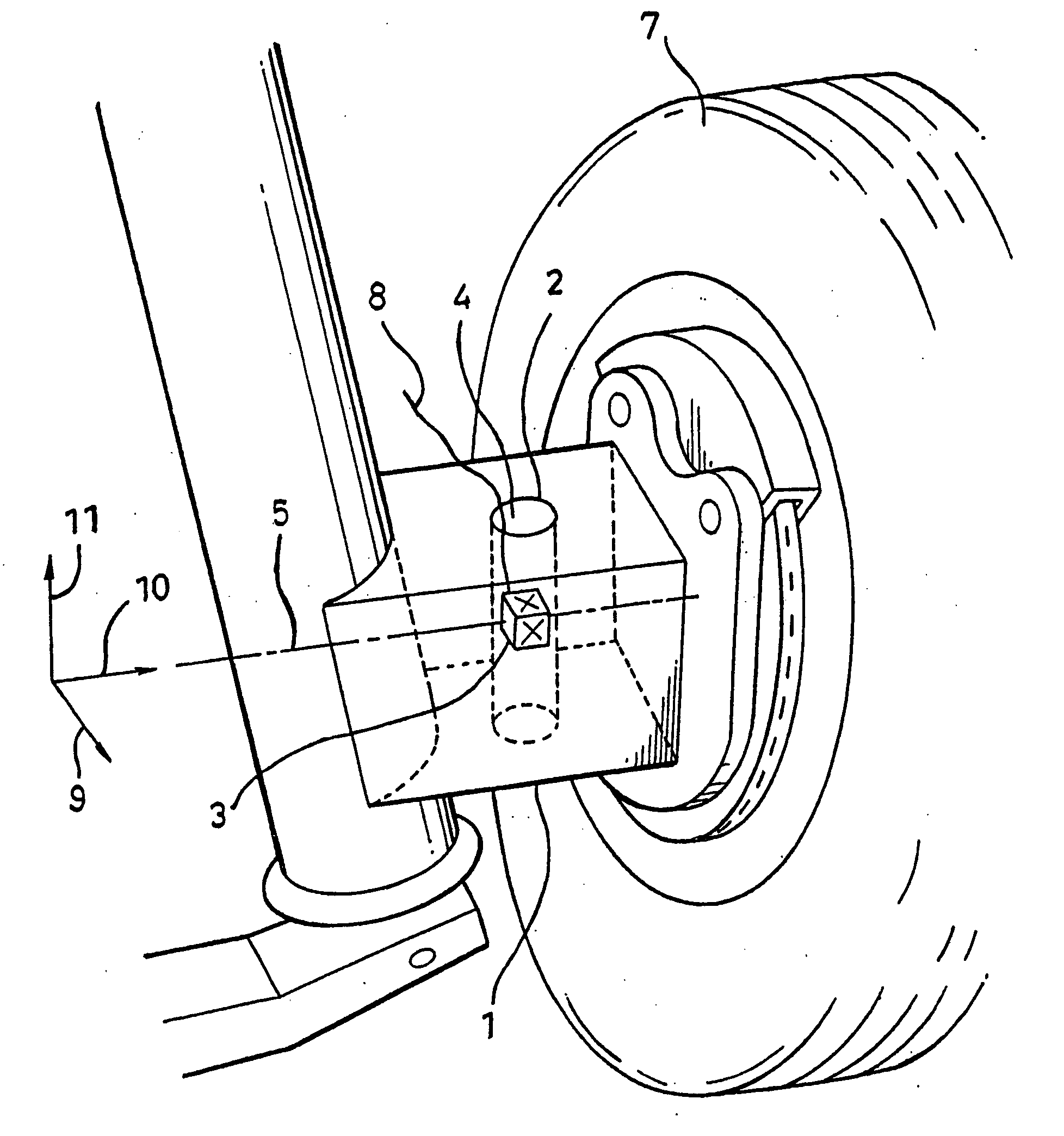 Wheel action force detector for detecting axle forces absent brake torque