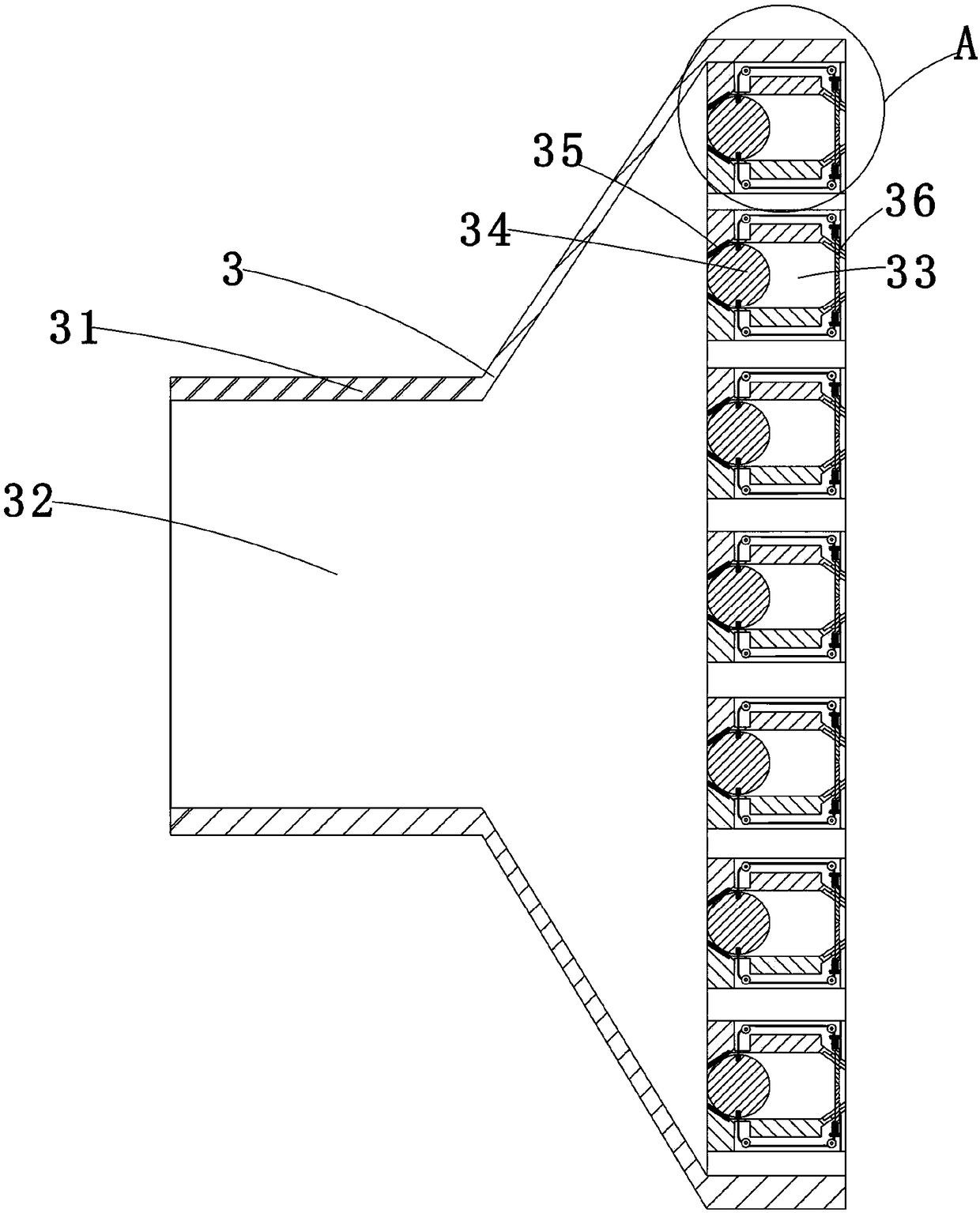 An industrial acid sewage treatment device